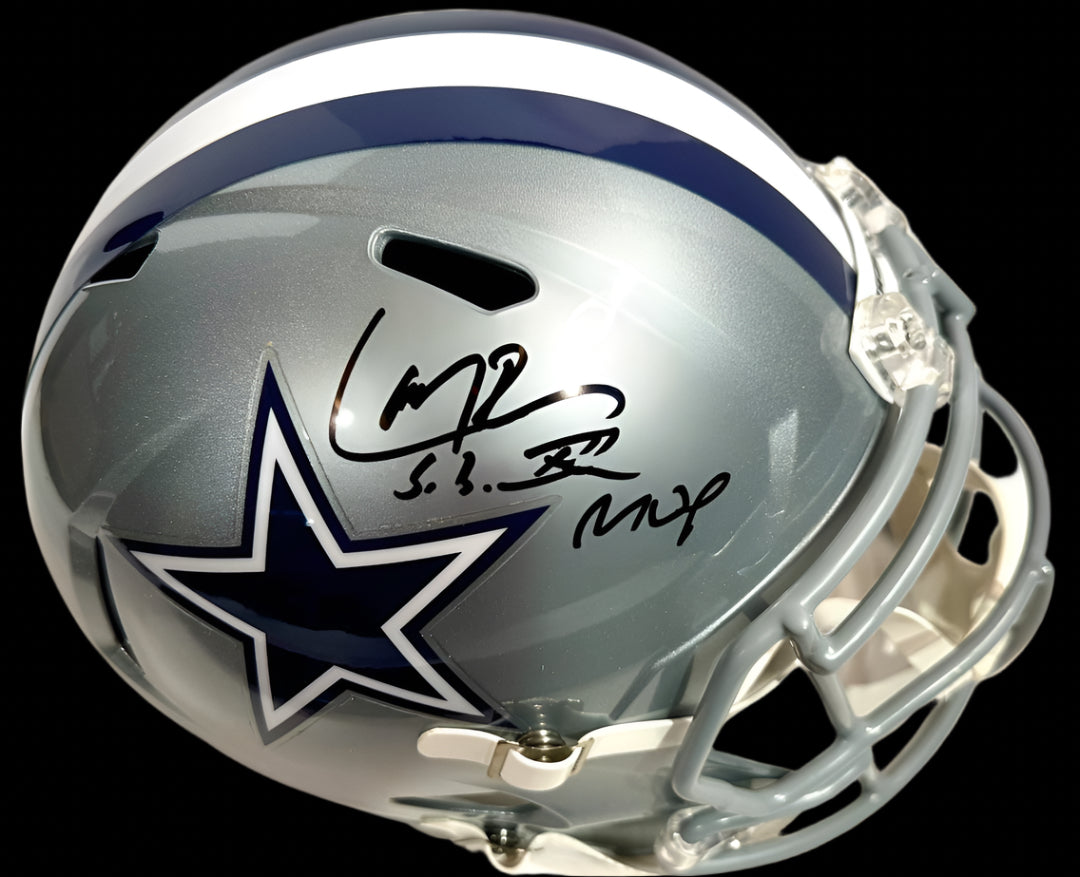Larry Brown (Cowboys) signed full-size replica helmet w/Super Bowl MVP inscription - Schwartz COA